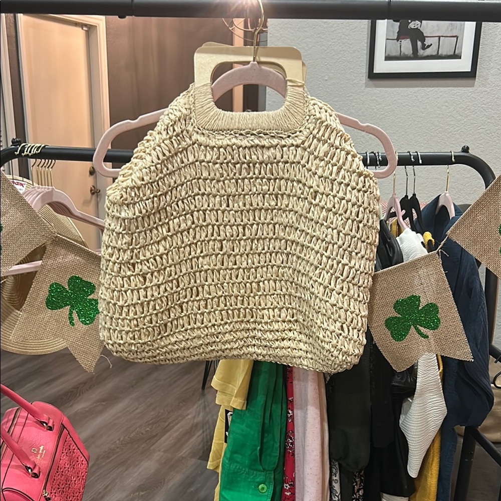 Beige Woven Purse